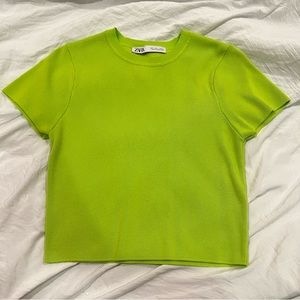 Zara Limegreen Basic Top